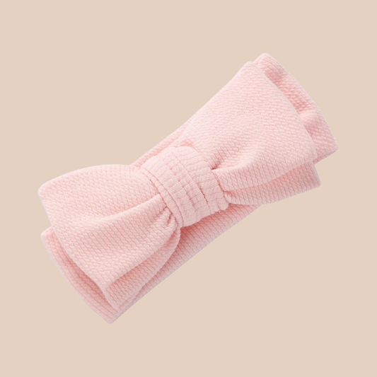 Chunky Rib Baby Bow Headband | Pink