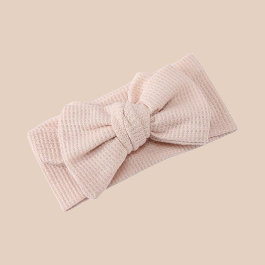 Large Waffle Baby Bow Headband | Nude