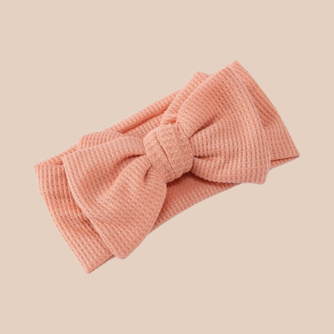 Large Waffle Baby Bow Headband | Coral