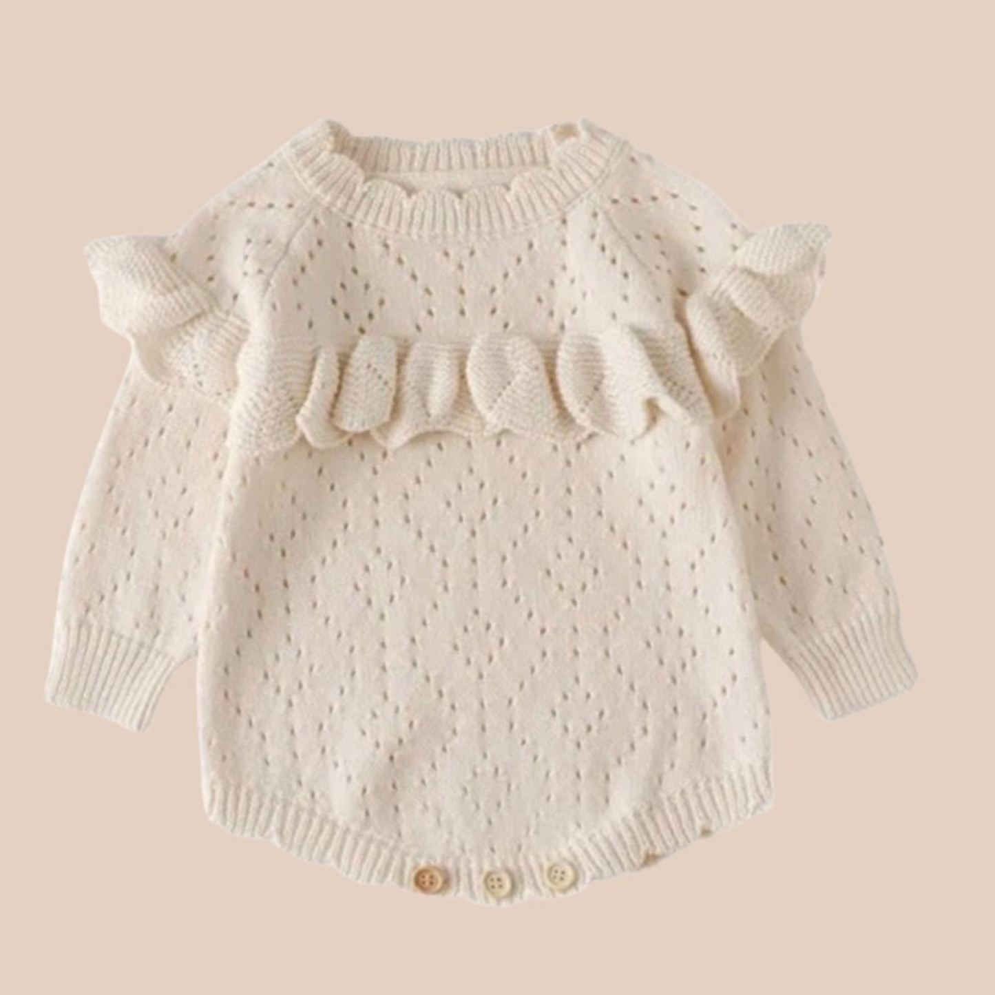 Clearance - Diamond Knit Baby Romper - 12-18m | Ivory