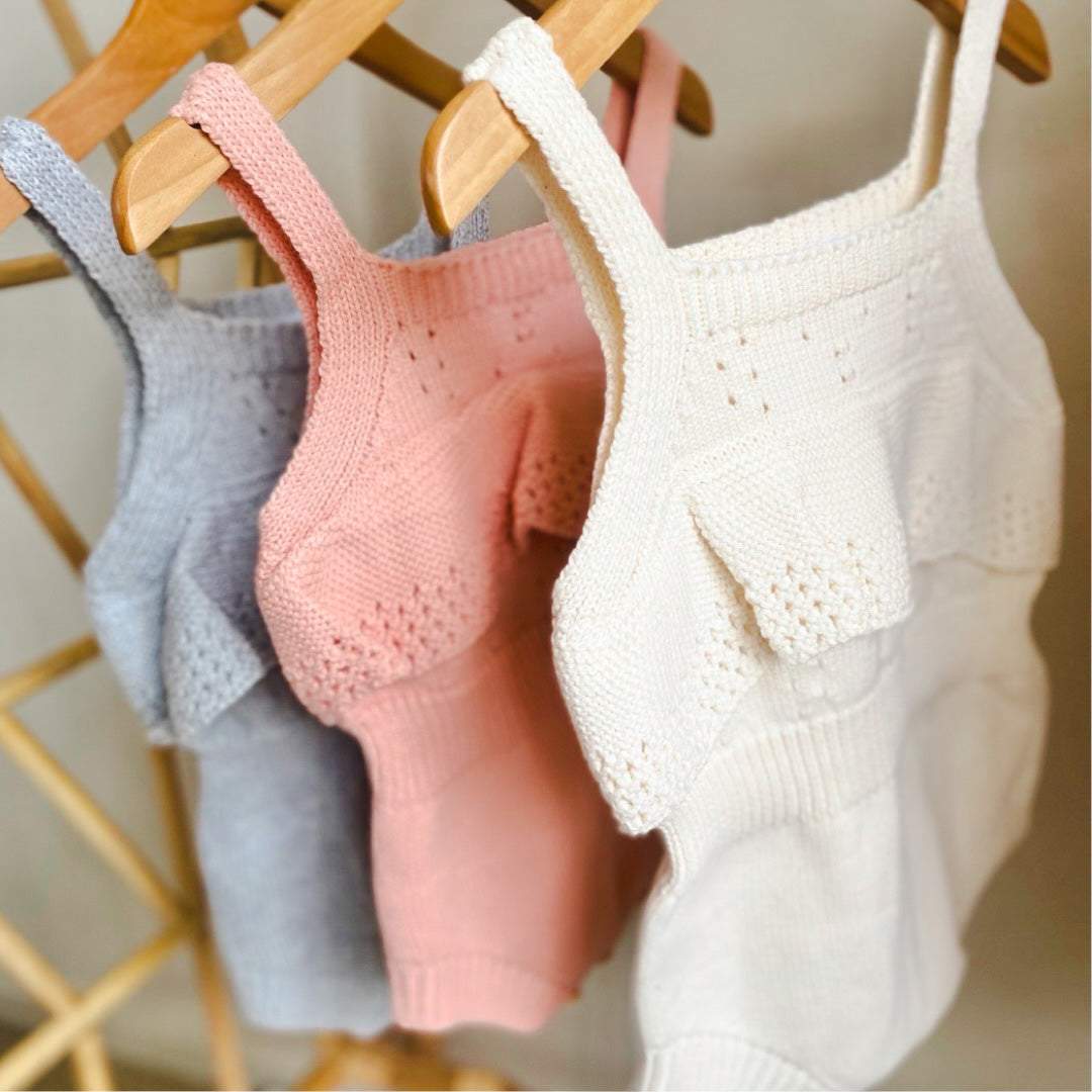 Ivory Knit Baby Girl Romper