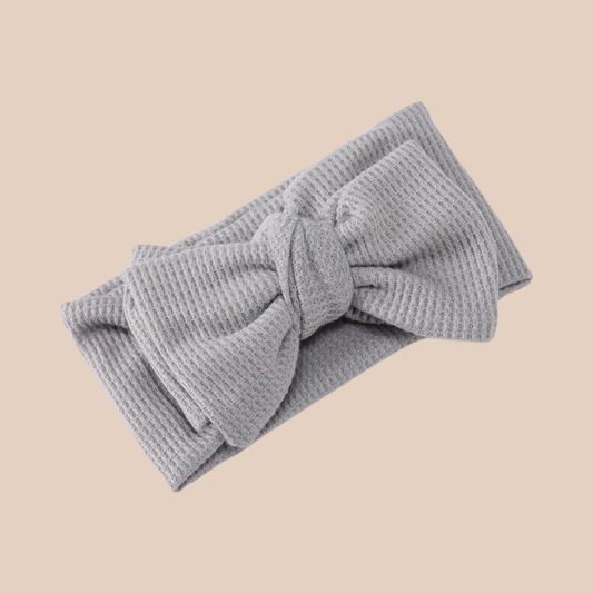 Large Waffle Baby Bow Headband | Grey