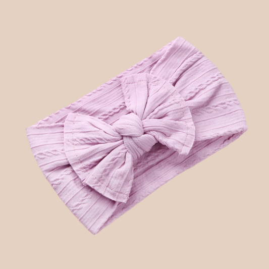 Cable Knit Baby Bow Headband | Orchid