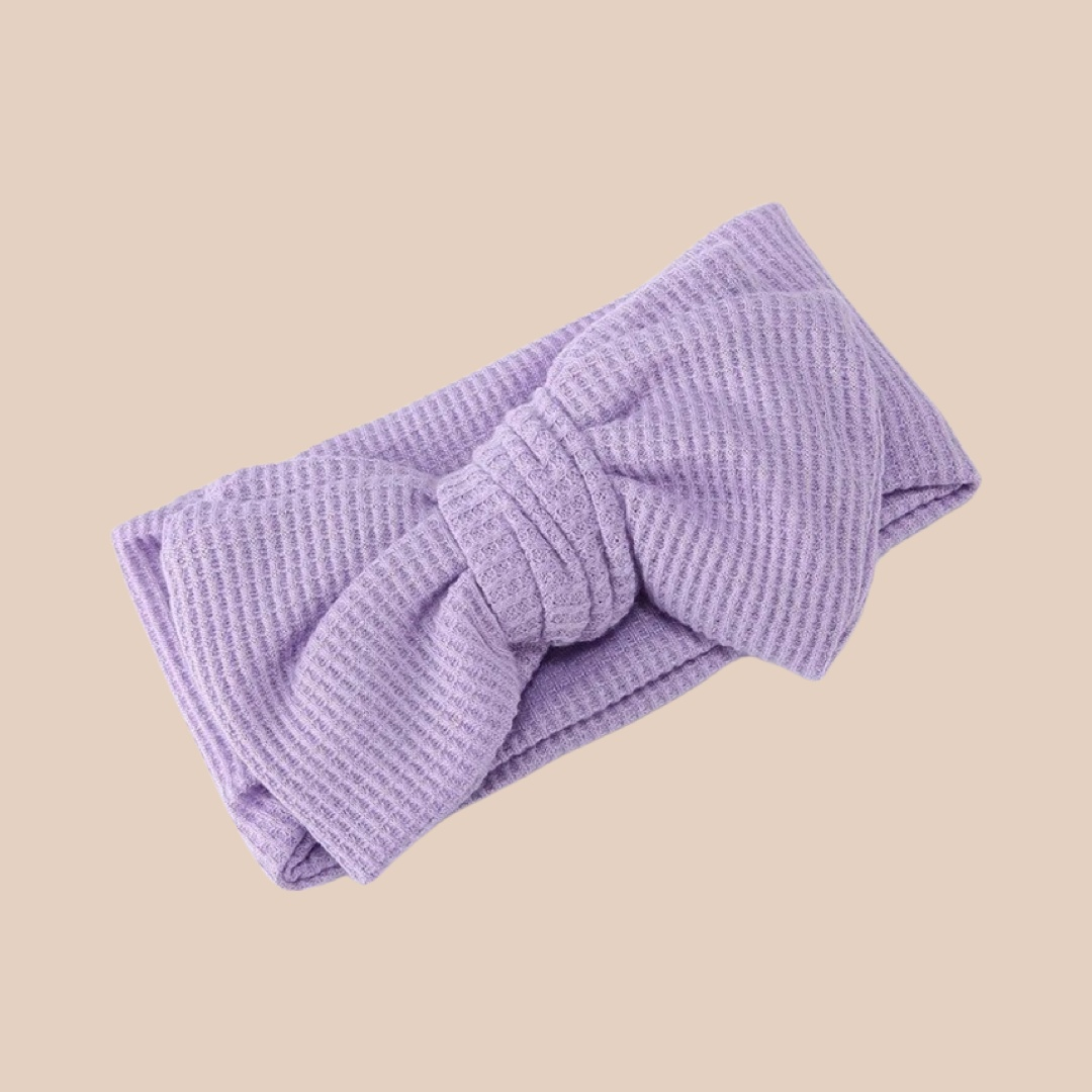 Lilac Waffle Baby Bow Headband. Baby Topknot. Large Baby Bow