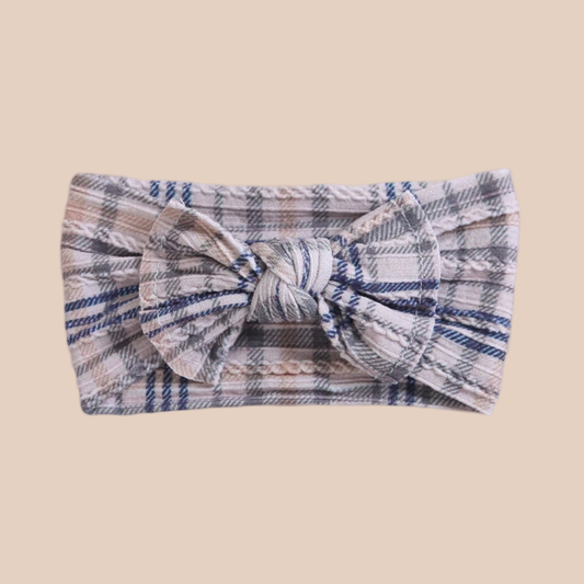 Tartan baby bow headband. Baby topknot 