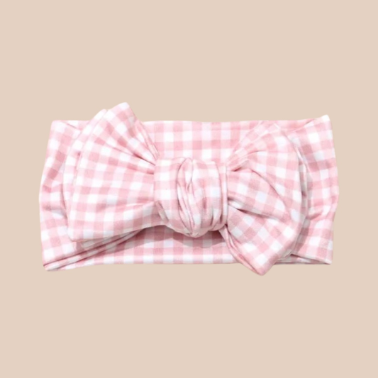 Pink Gingham Headband. Pink Gingham Bow. Baby Girl Headband. Baby Girl Bow. Pink Gingham