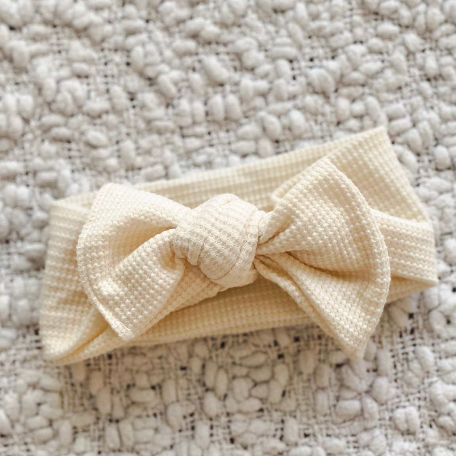 Newborn baby girl waffle baby bow headband 