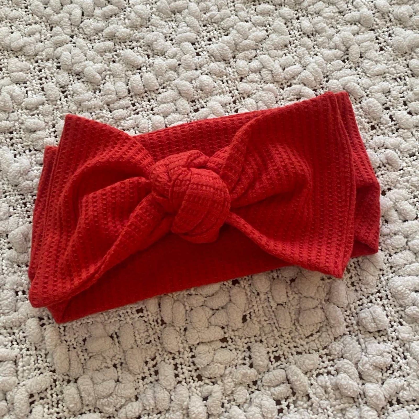 Baby girl red waffle baby bow 