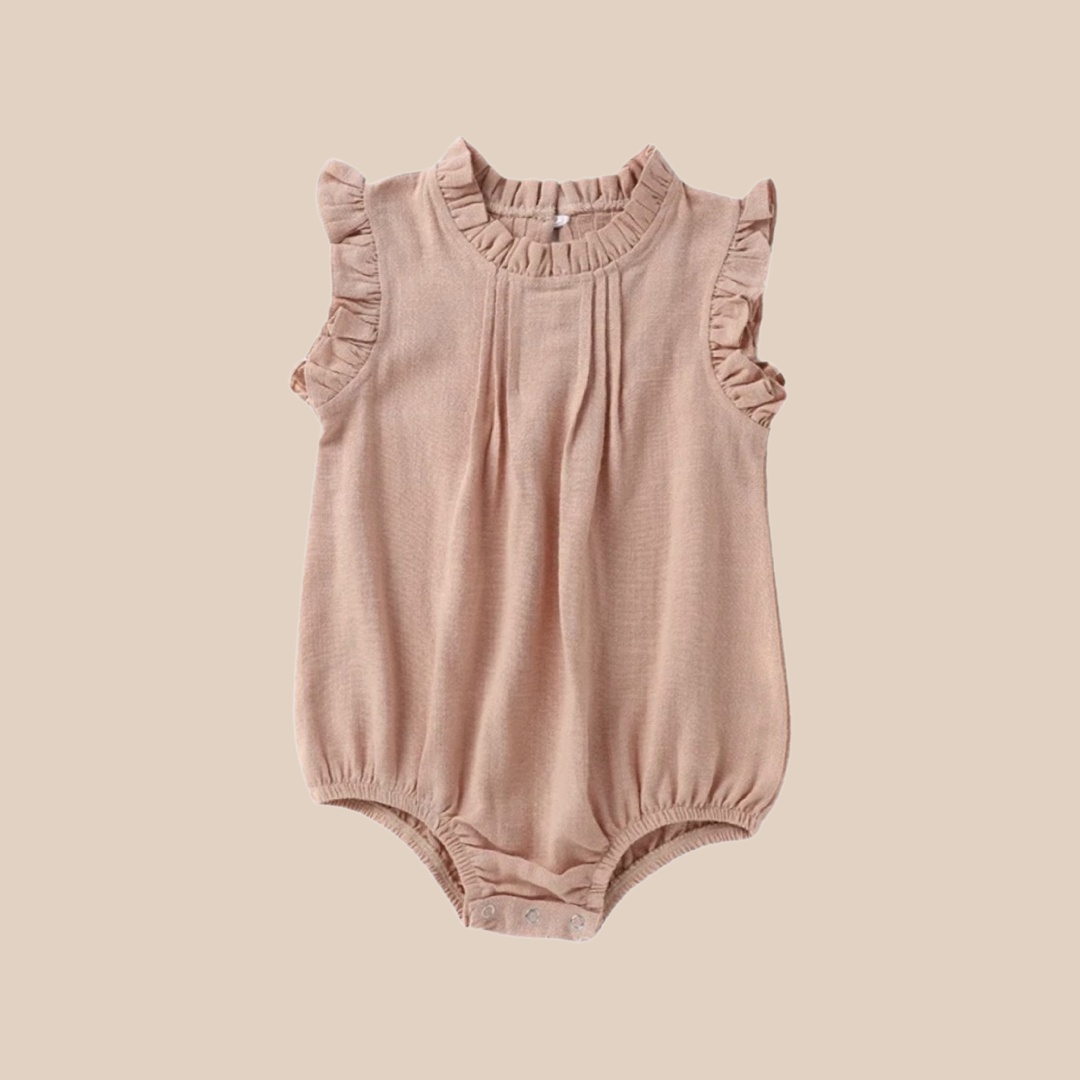 Elegant Linen Romper - Pink