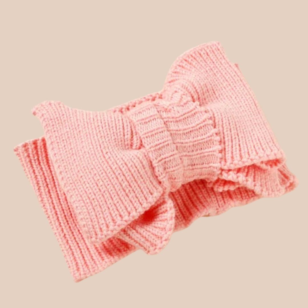 Pink knit oversized headband. Big baby bow. Newborn baby bow