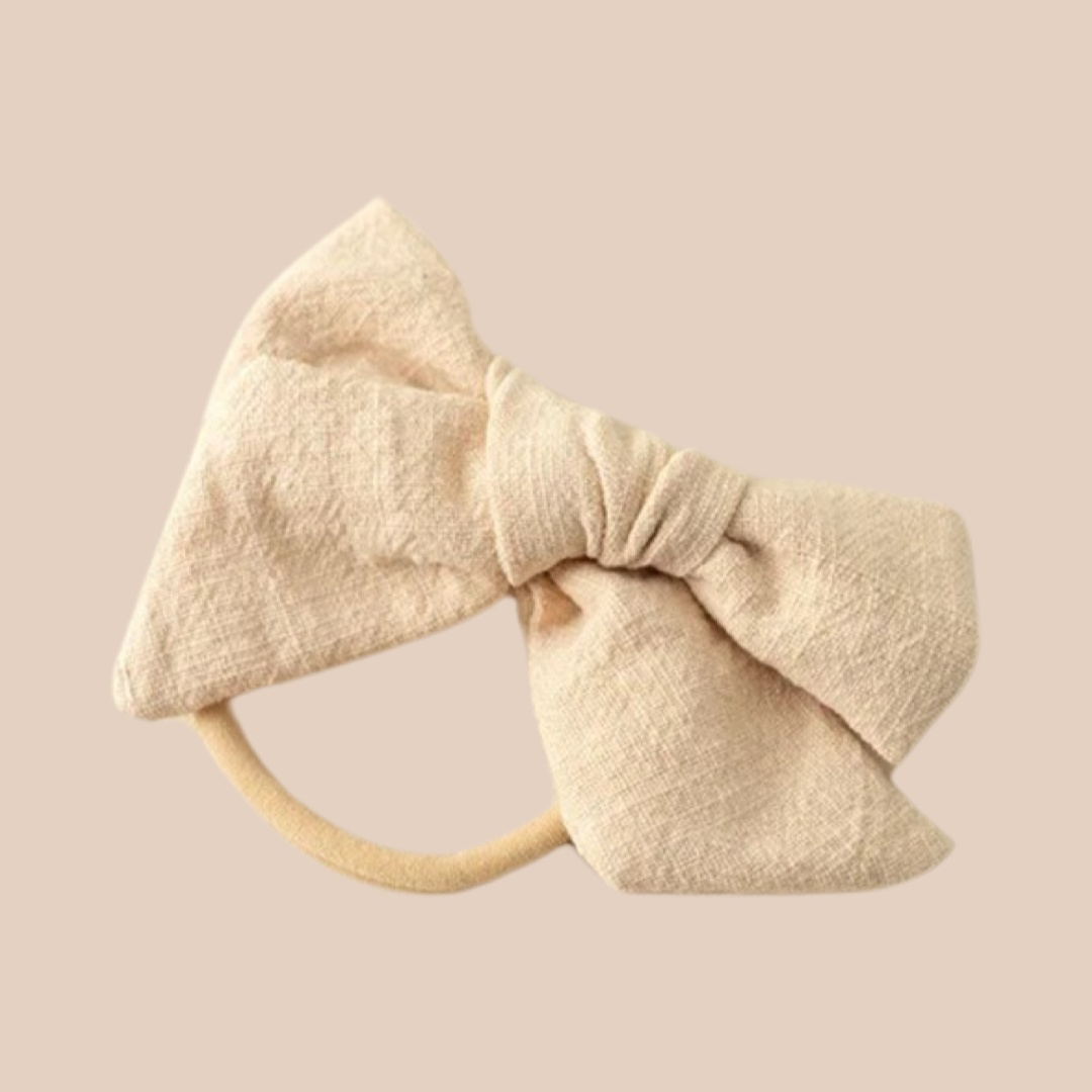 Petite Linen Baby Bow | Sand