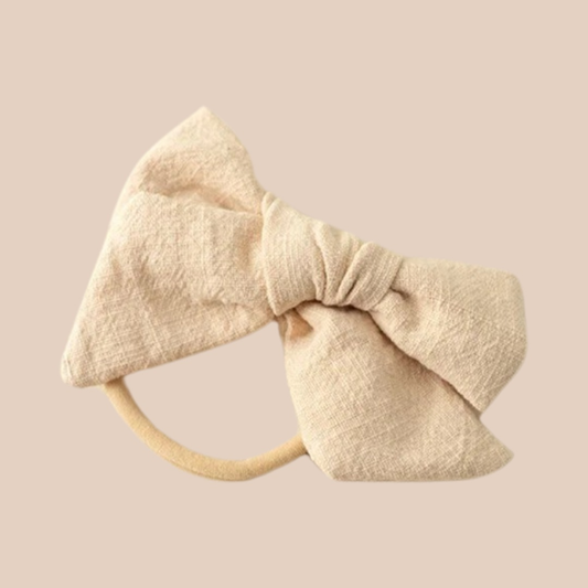 Petite Linen Baby Bow | Sand
