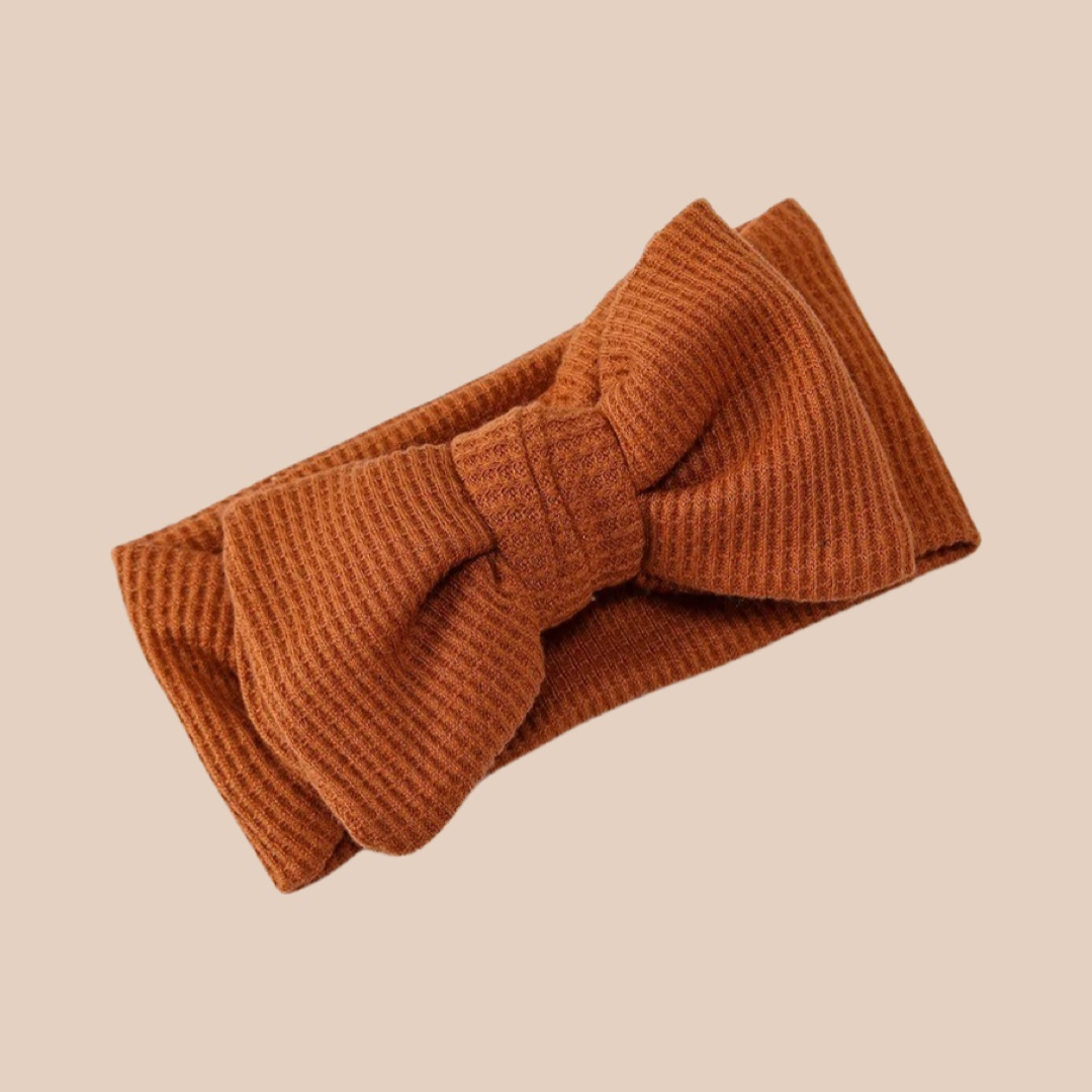 Large Waffle Baby Bow Headband | Rust