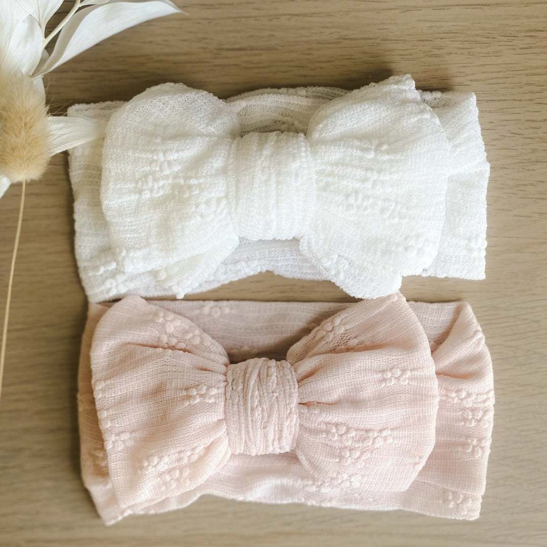 Summer Petal Baby Bow Headband | White