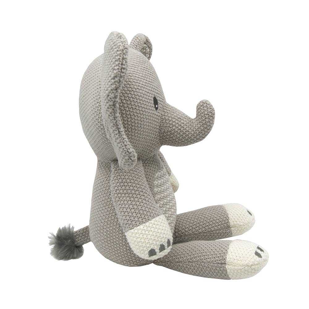 baby shower gift. Baby knit elephant rattle toy 