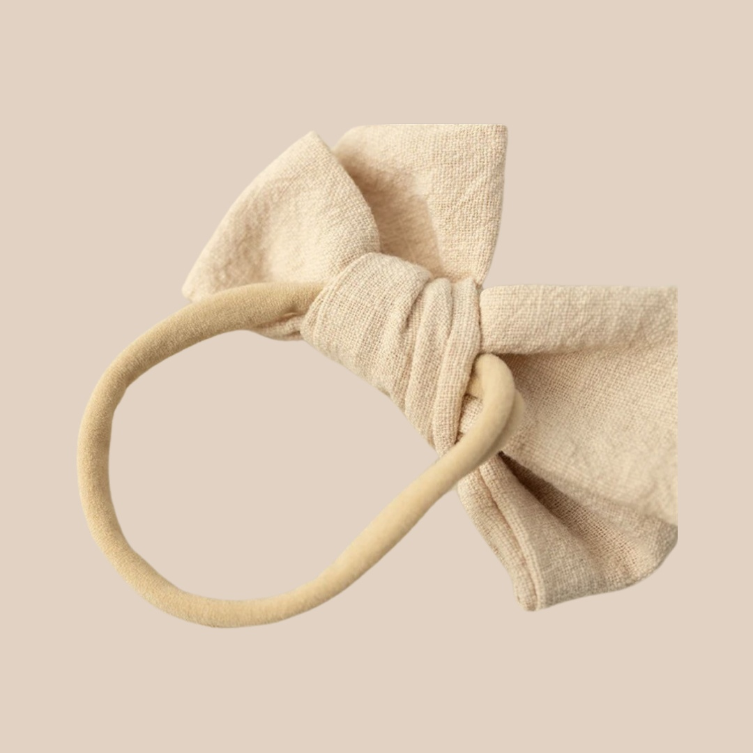 Petite Linen Baby Bow | Sand