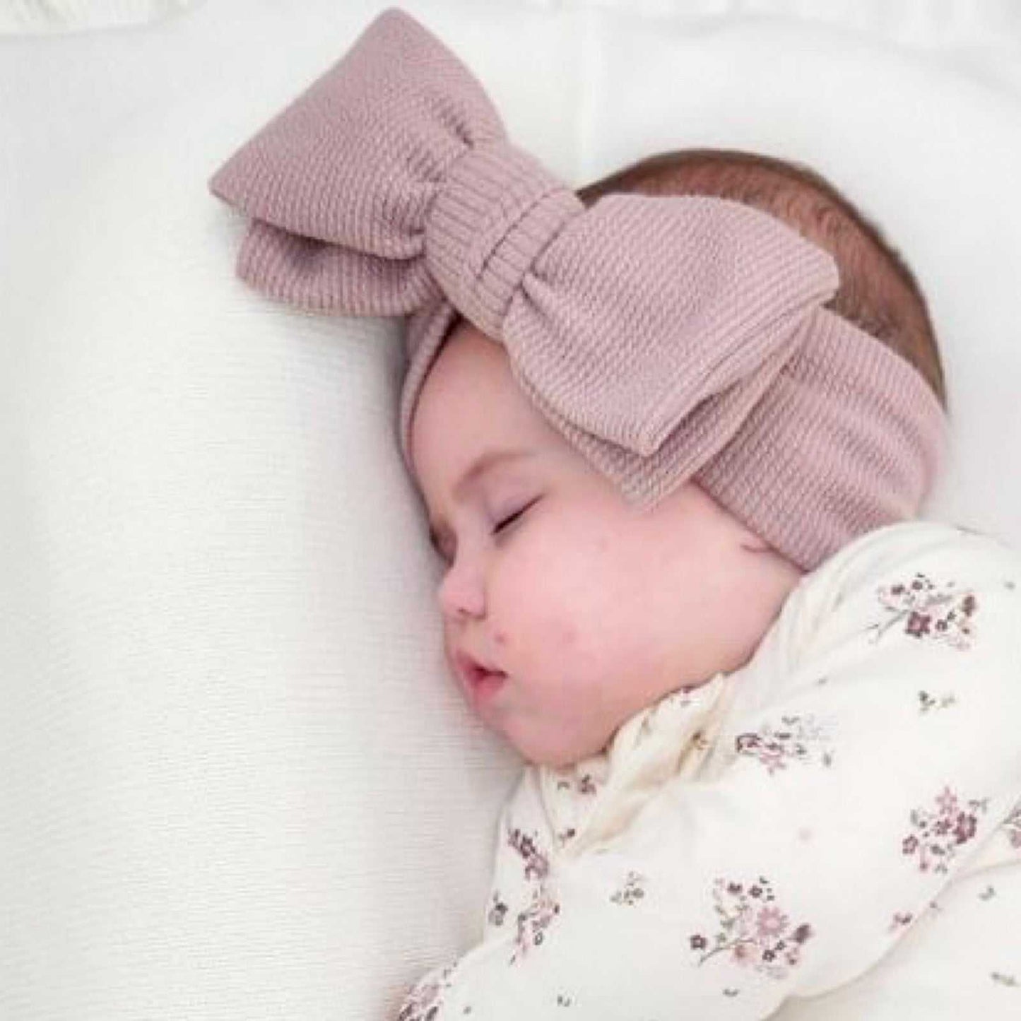 Chunky Rib Baby Bow Headband | Mauve