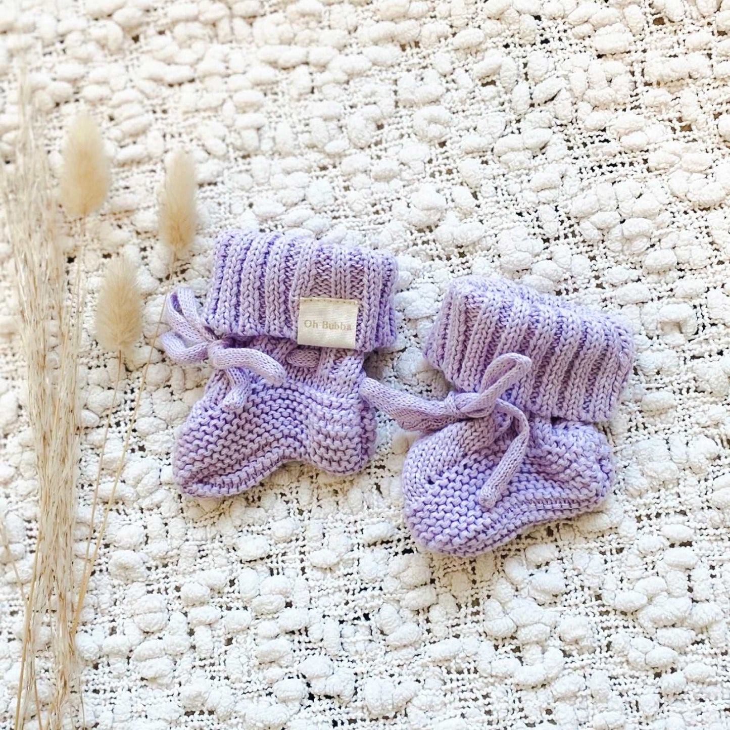 Lilac baby knit booties