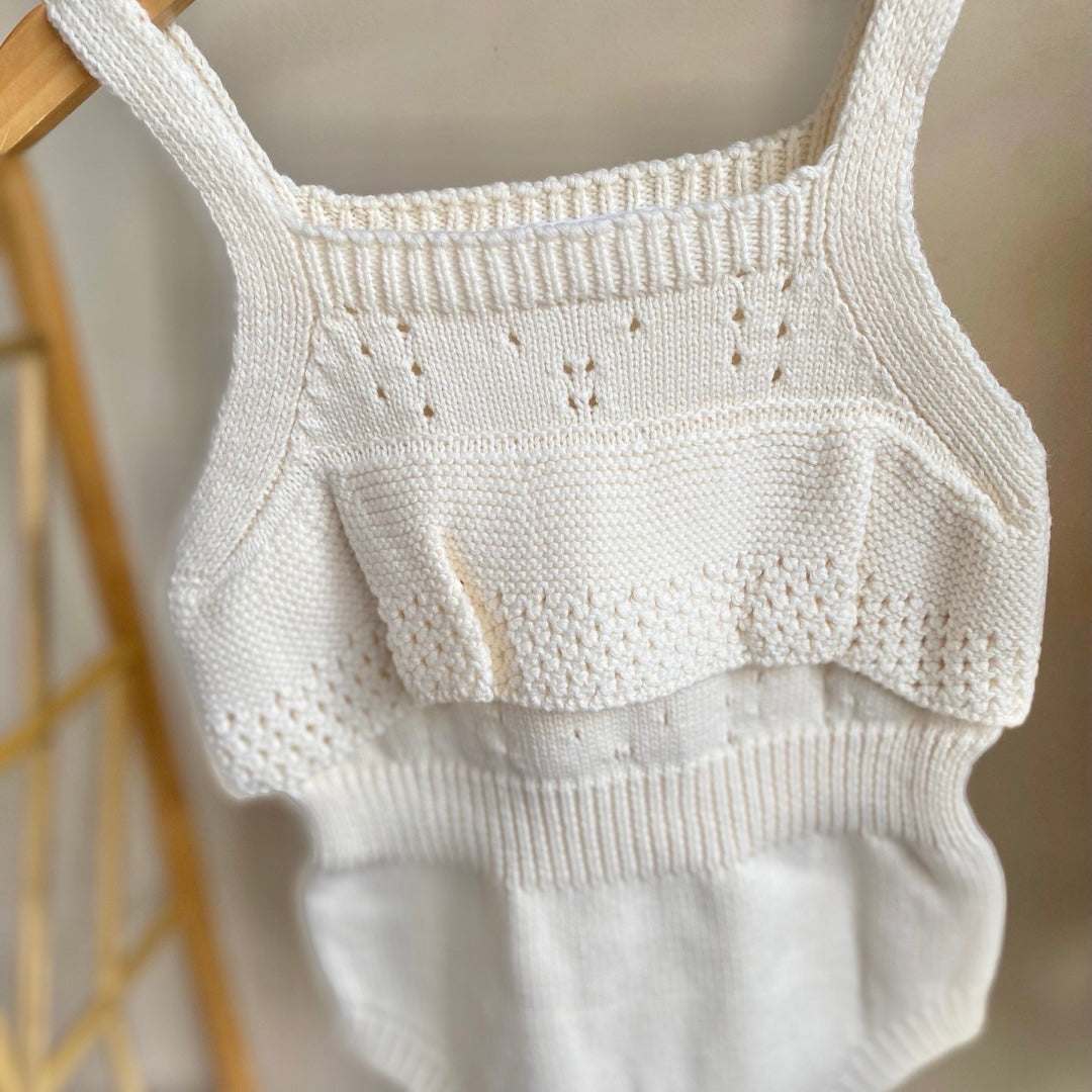 Ivory Knit Baby Girl Romper