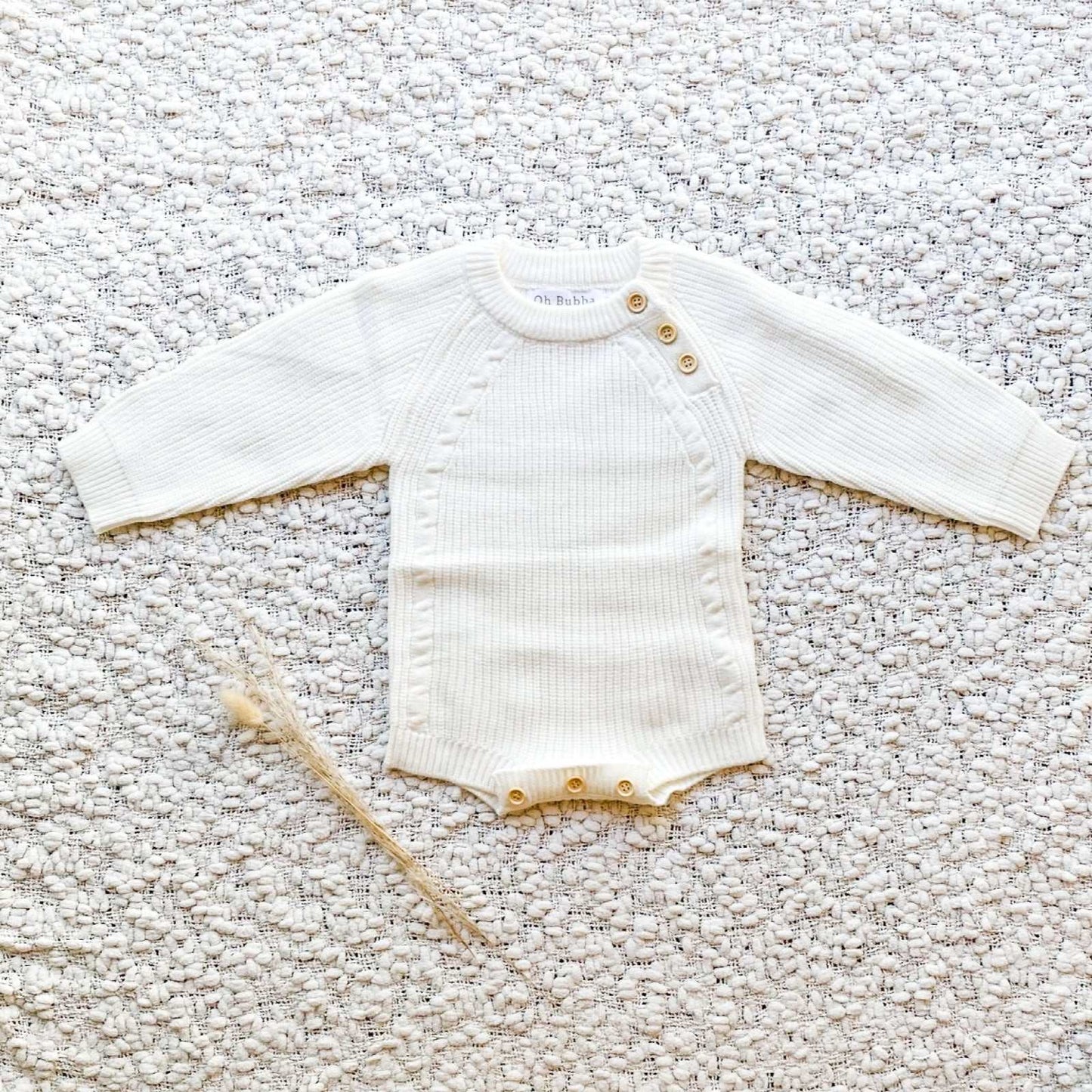 White Chunky Knit Baby Romper