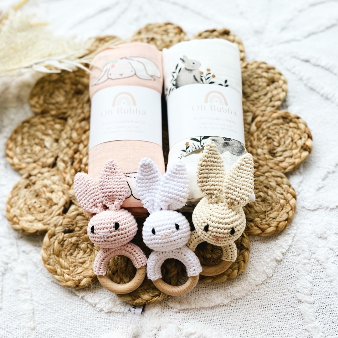 Perfect gender-neutral bunny easter swaddle 