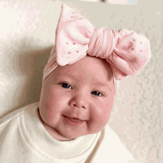 Pink Embroidered Lace Baby Bow Headband