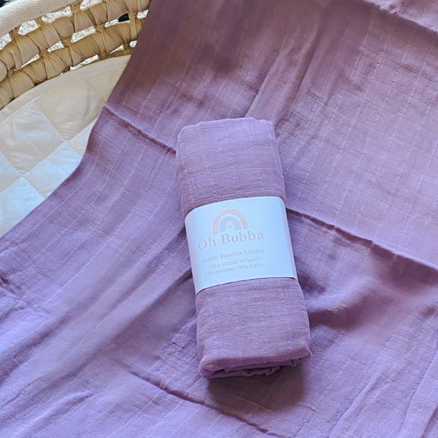 Lilac Baby swaddle. Baby Muslin Wrap. Baby blanket. Newborn baby swaddle