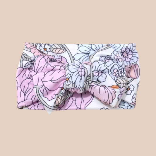 Floral Lilac Baby Bow Headband