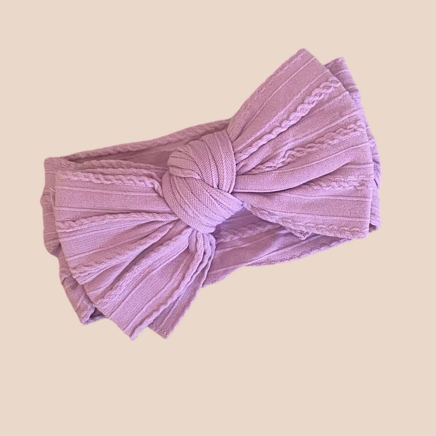 Big Bow Cable Knit Baby Bow Headband | Orchid