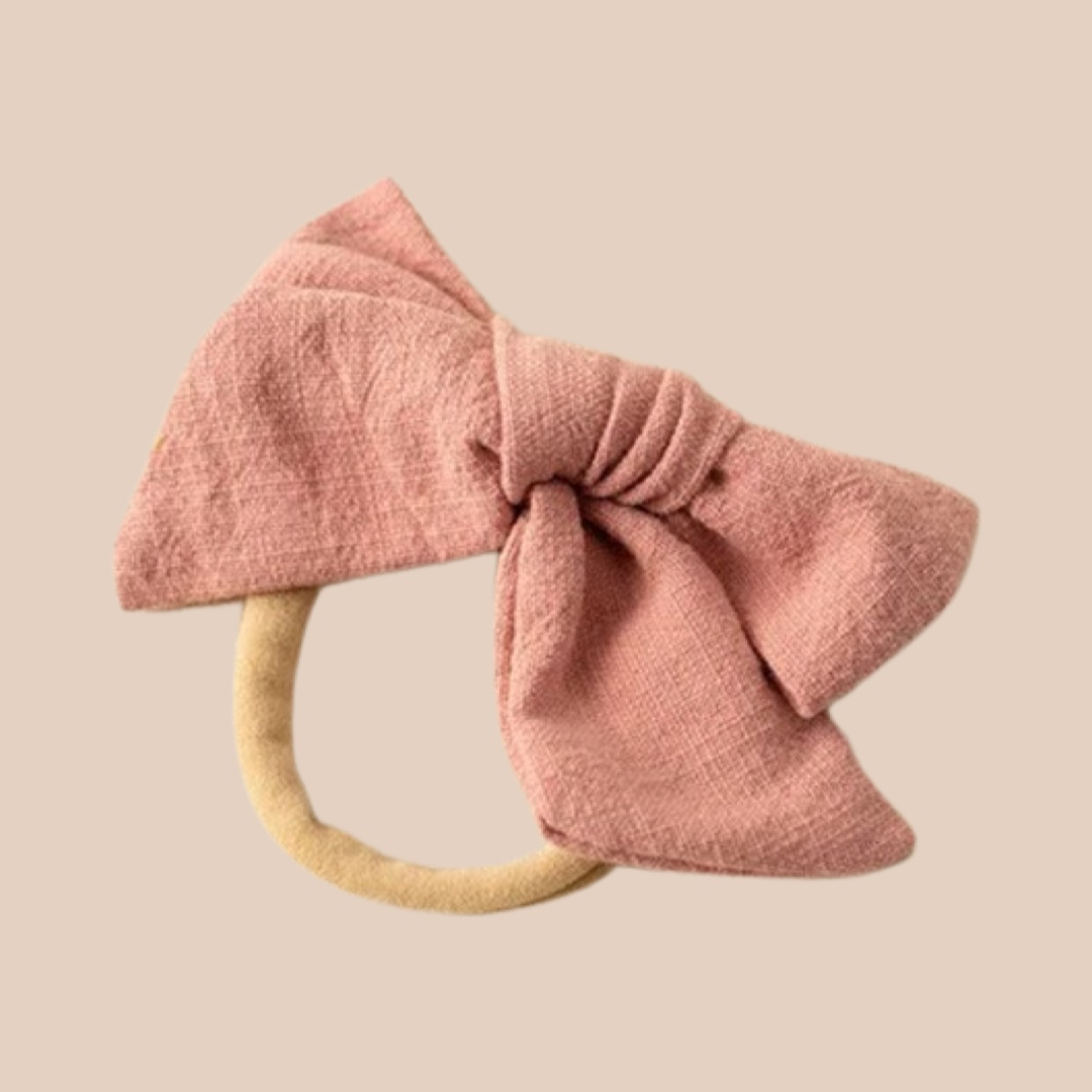 Petite Linen Baby Bow | Dusty Pink