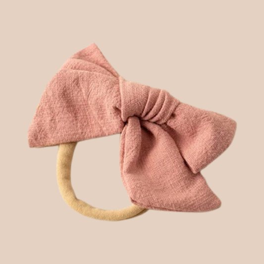 Petite Linen Baby Bow | Dusty Pink