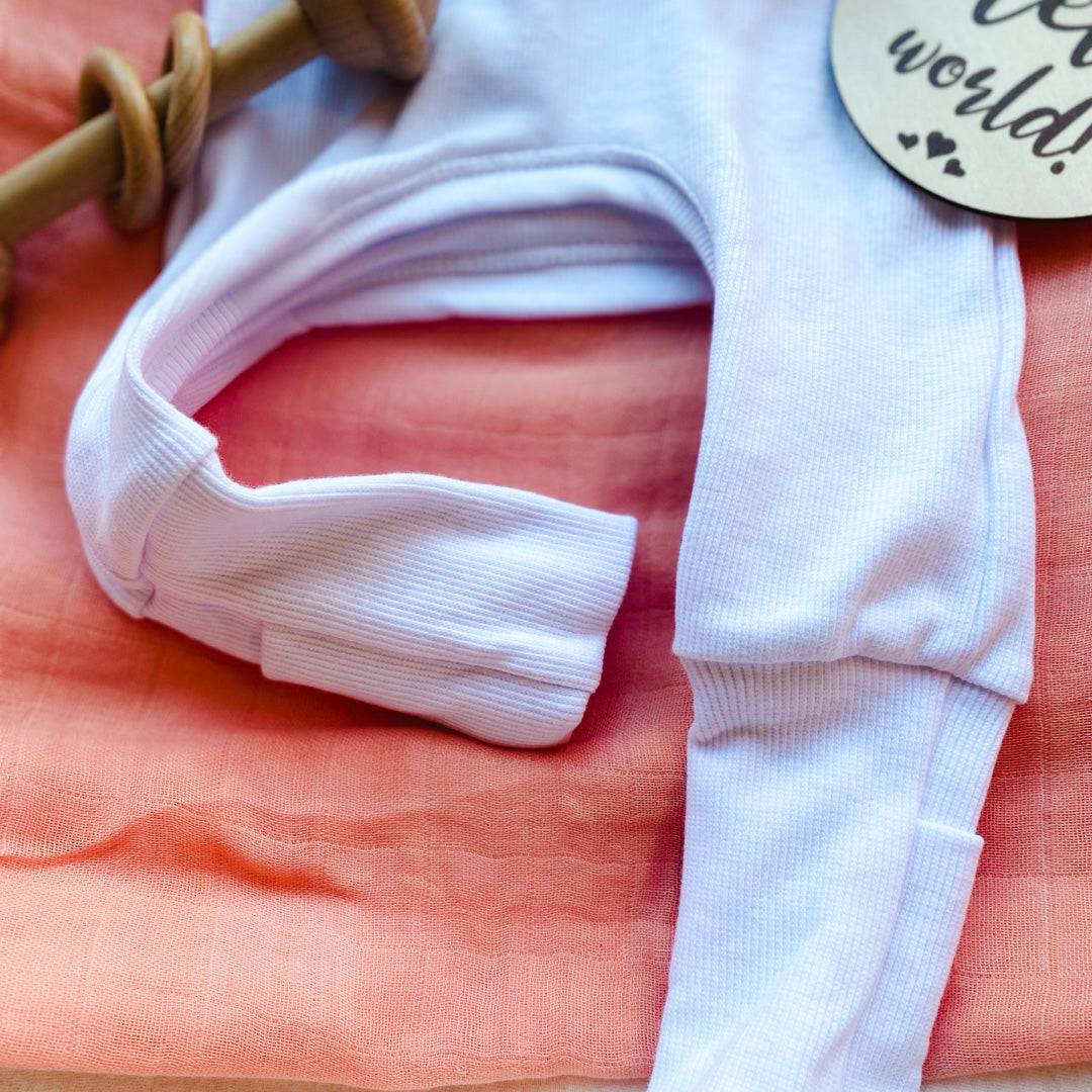 White Ribbed Onesie and Headband