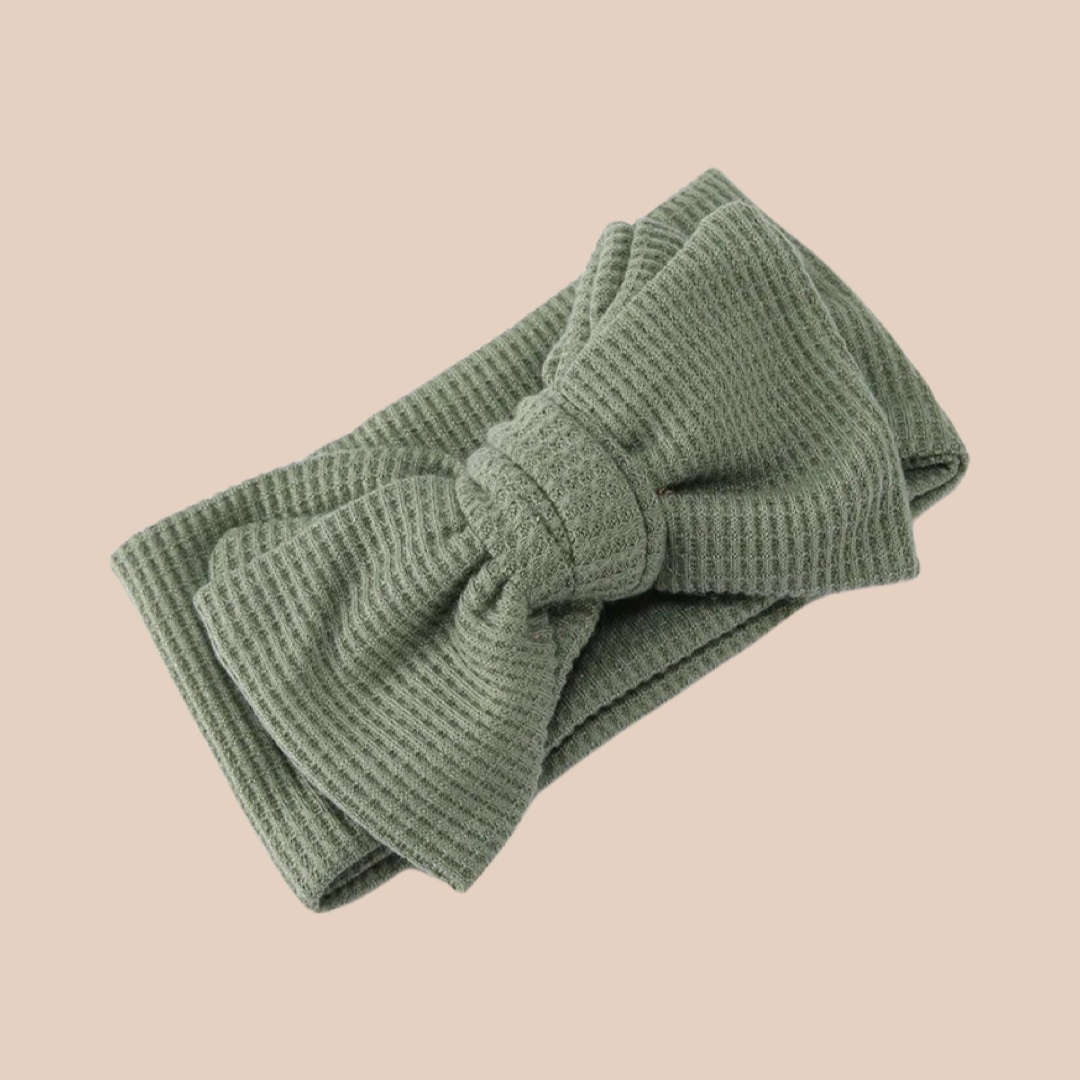 Large Waffle Baby Bow Headband | Sage