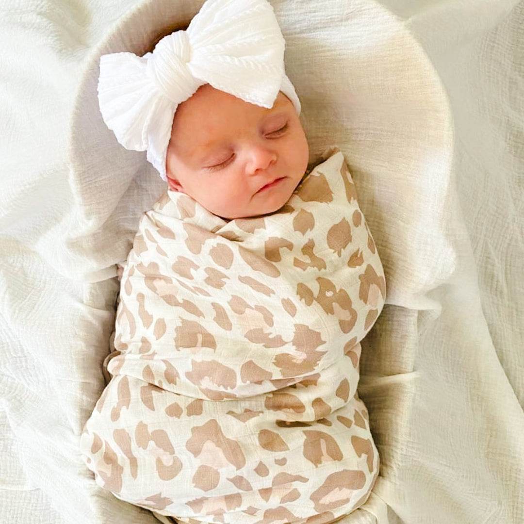 Leopard Print Baby Swaddle - Newborn Muslin Wrap