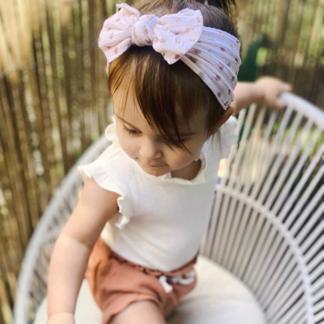 Cable Knit Baby Bow Headband | Sunflower