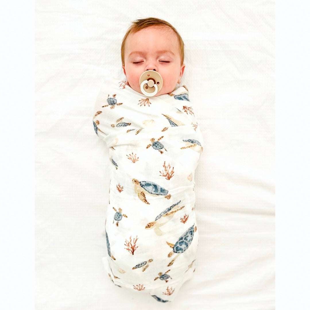 Turtle Baby Swaddle - Newborn Muslin Wrap