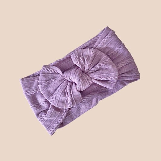 Cable Knit Baby Bow Headband | Orchid