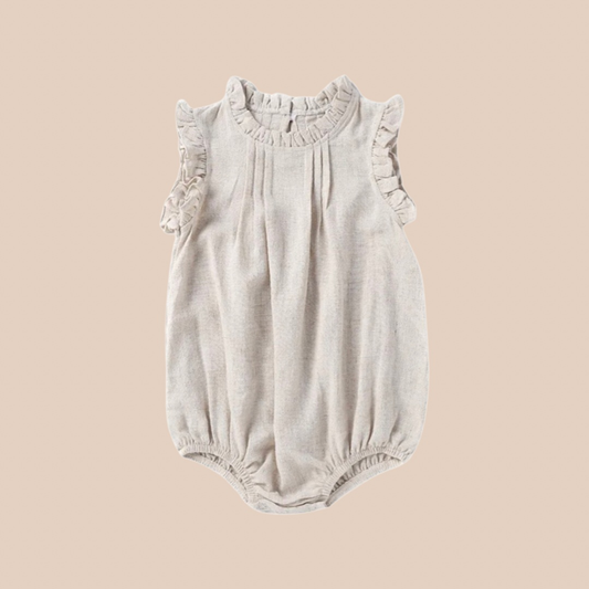 Linen Baby girl romper. Baby girl outfits. Baby girl clothing. Newborn clothing