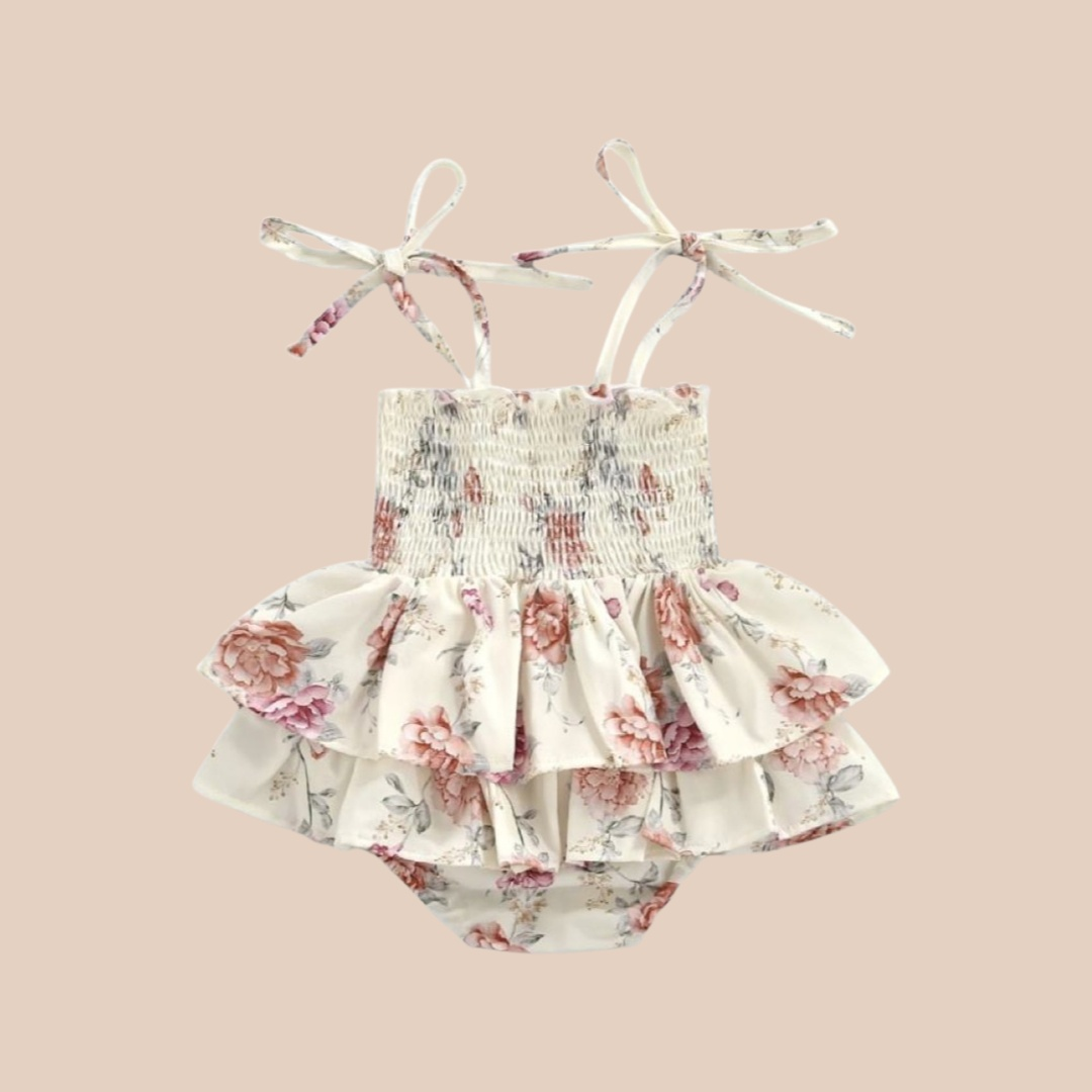 Floral Ruffle Romper Peony