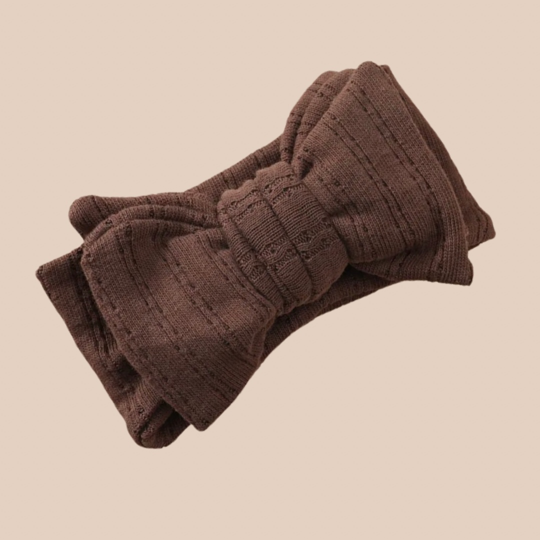 Oversized rib chocolate baby bow. Topknot. Large bow. Big Bow. newborn baby bow