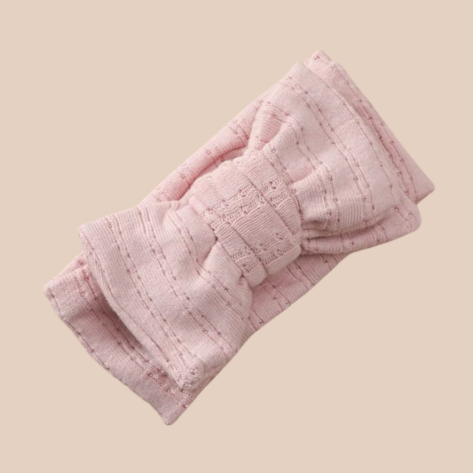 Oversized Rib Baby Bow Headband | Pink
