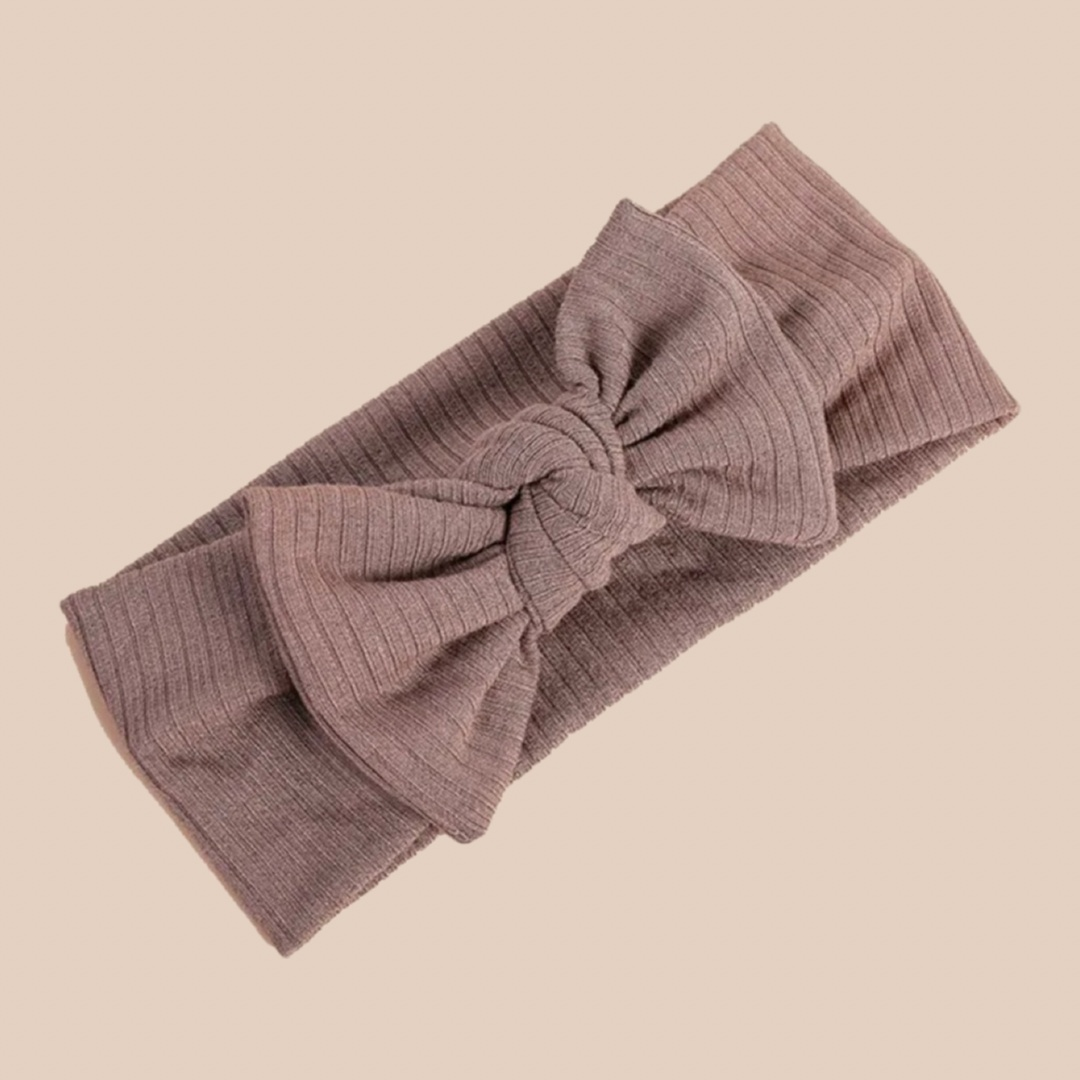 Ribbed Baby Bow Headband | Chocolate