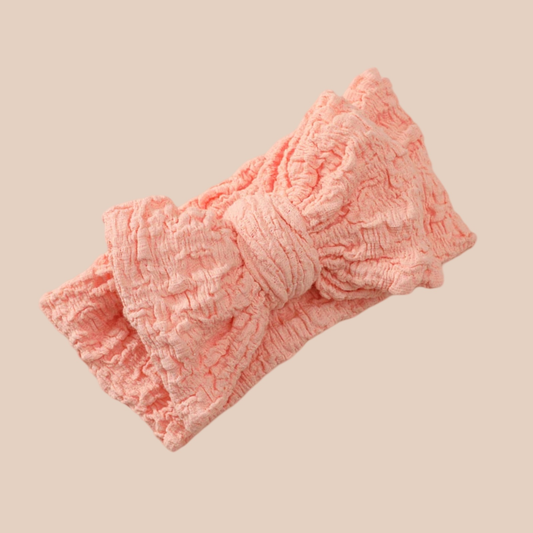 Crinkle Oversized Baby Bow Topknot | Coral