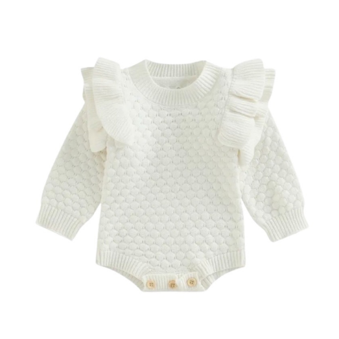 Clearance Item Sophia Frill Knitted Romper | White - 12-18m