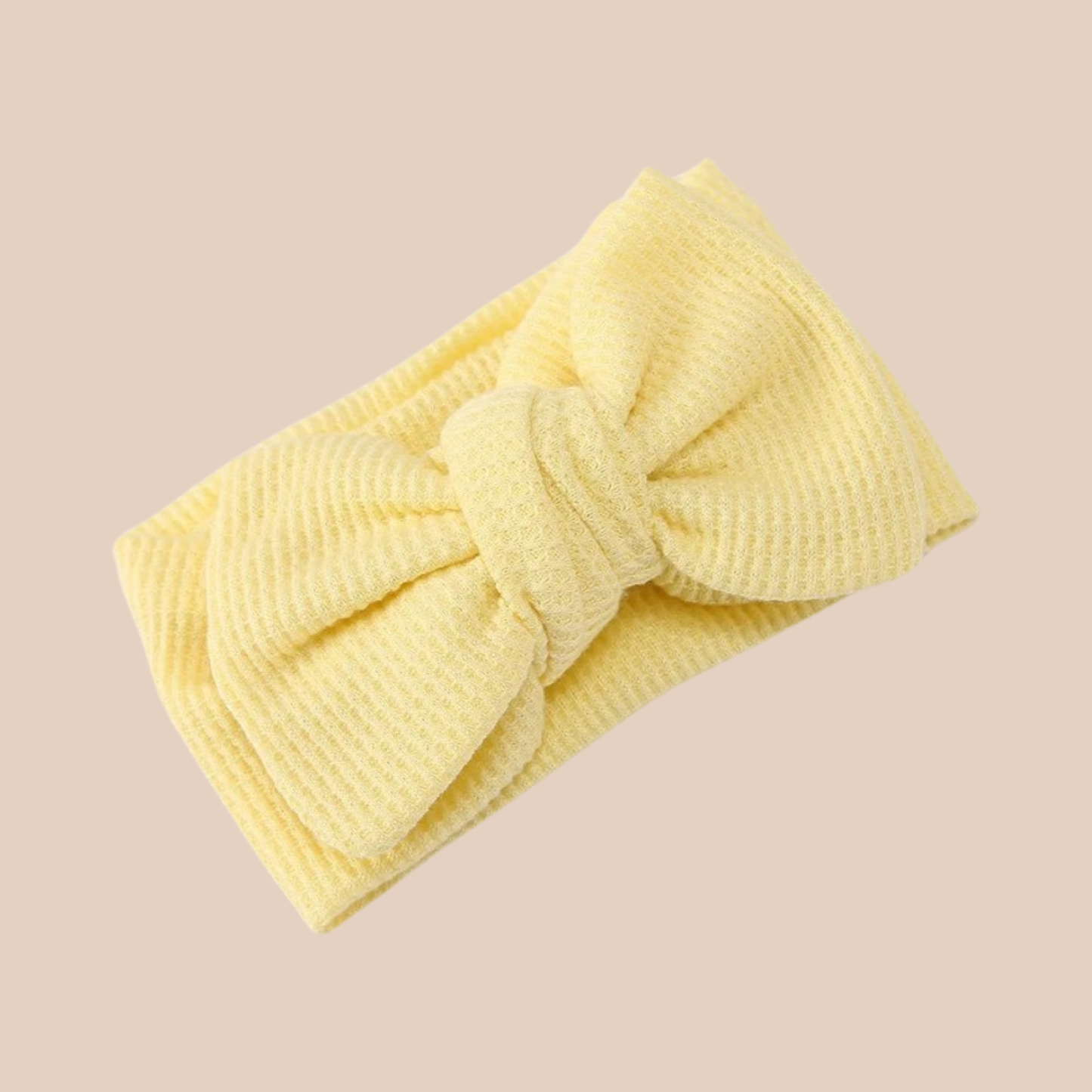 Yellow Large Waffle Baby Bow Headband. Baby Topknot.