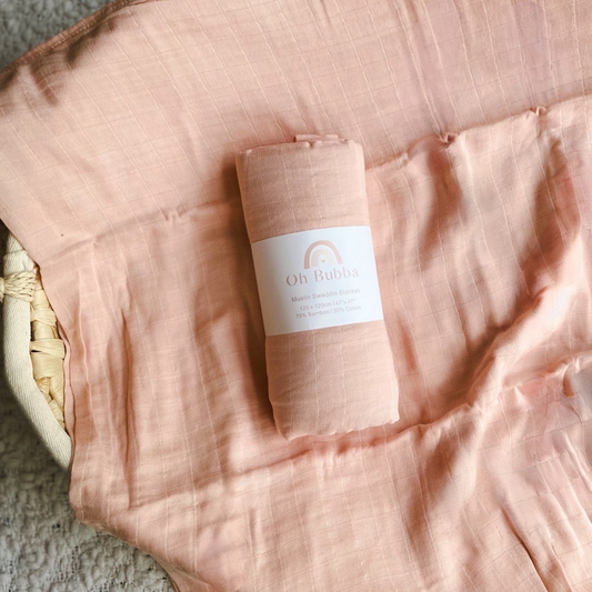 Pink Baby Swaddle. Newborn Muslin Wrap. Baby Blanket. Bamboo Swaddle 