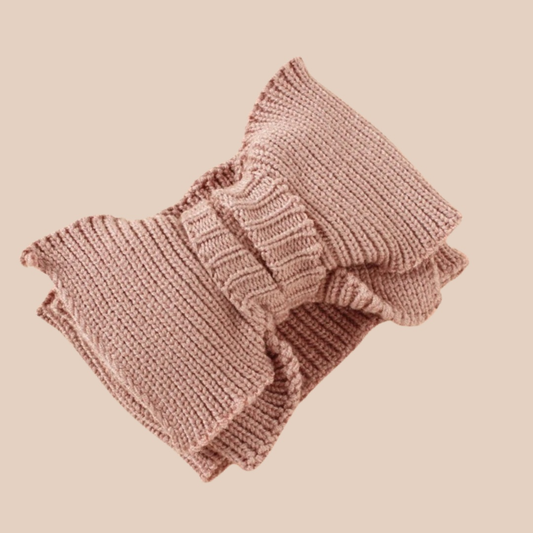 Knitted oversized baby bow headband. Topknot. Tan Baby Bow. Neutral baby bow headband 