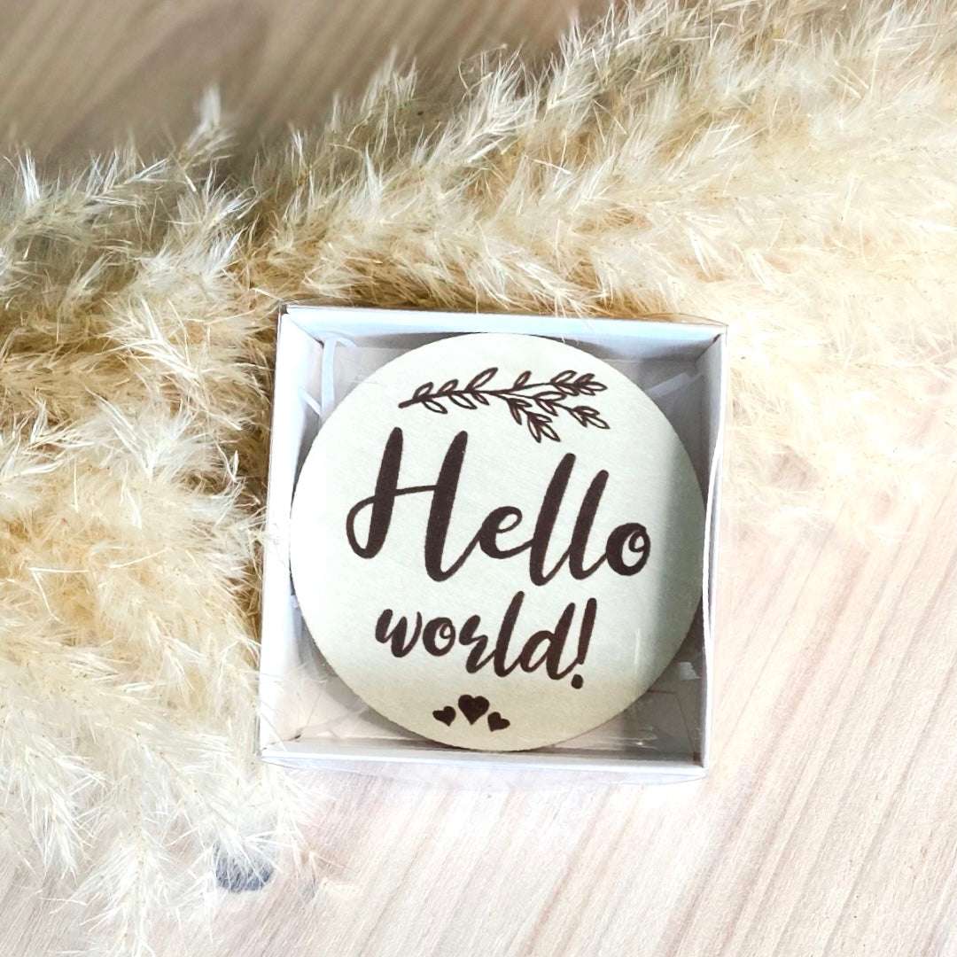 Hello World Baby Announcement Disc