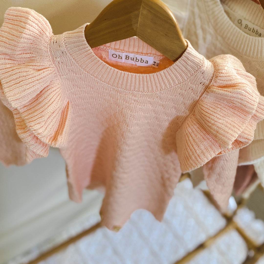 Sophia Frill Knitted Romper | Pink