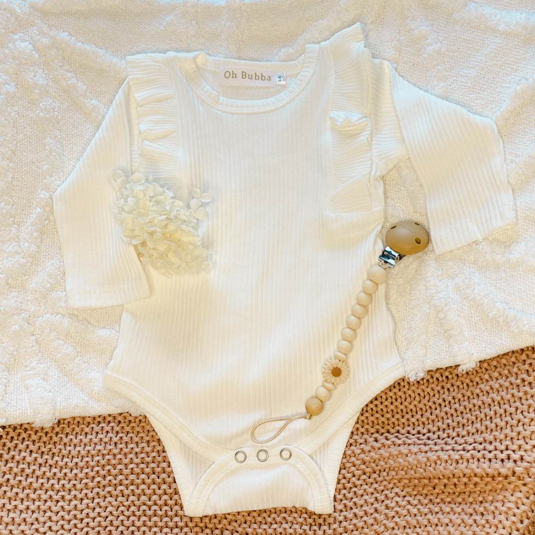 Flutter Bodysuit and Headband Set | White